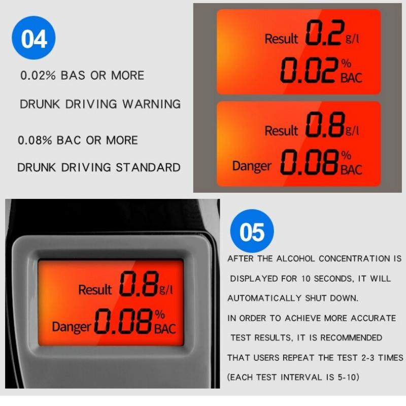 Breathalyzer Alcohol Detection Device Tester Professional Dispaly Liquid Breath Alcoholometer Digital Detector Lcd Police Alcool