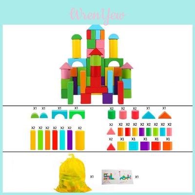 Eco-friendly Wooden Colorful Blocks For Kids With 100 Pieces For Educational Play And Cognitive Learning