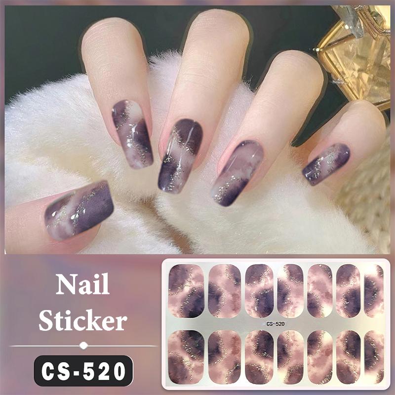 Bez lampy do utwardzania Wodoodporne naklejki na paznokcie Pełne krycie Naklejki na paznokcie Mocne i niełatwe do odpadnięcia 14 paznokci/zestaw Wielokolorowe plastry na paznokcie