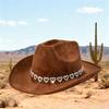 Antique Western Cowboy Hats Breathable Adjustable Fedoras with Rhinestones Heart Decors For Costume Parties Dressingup