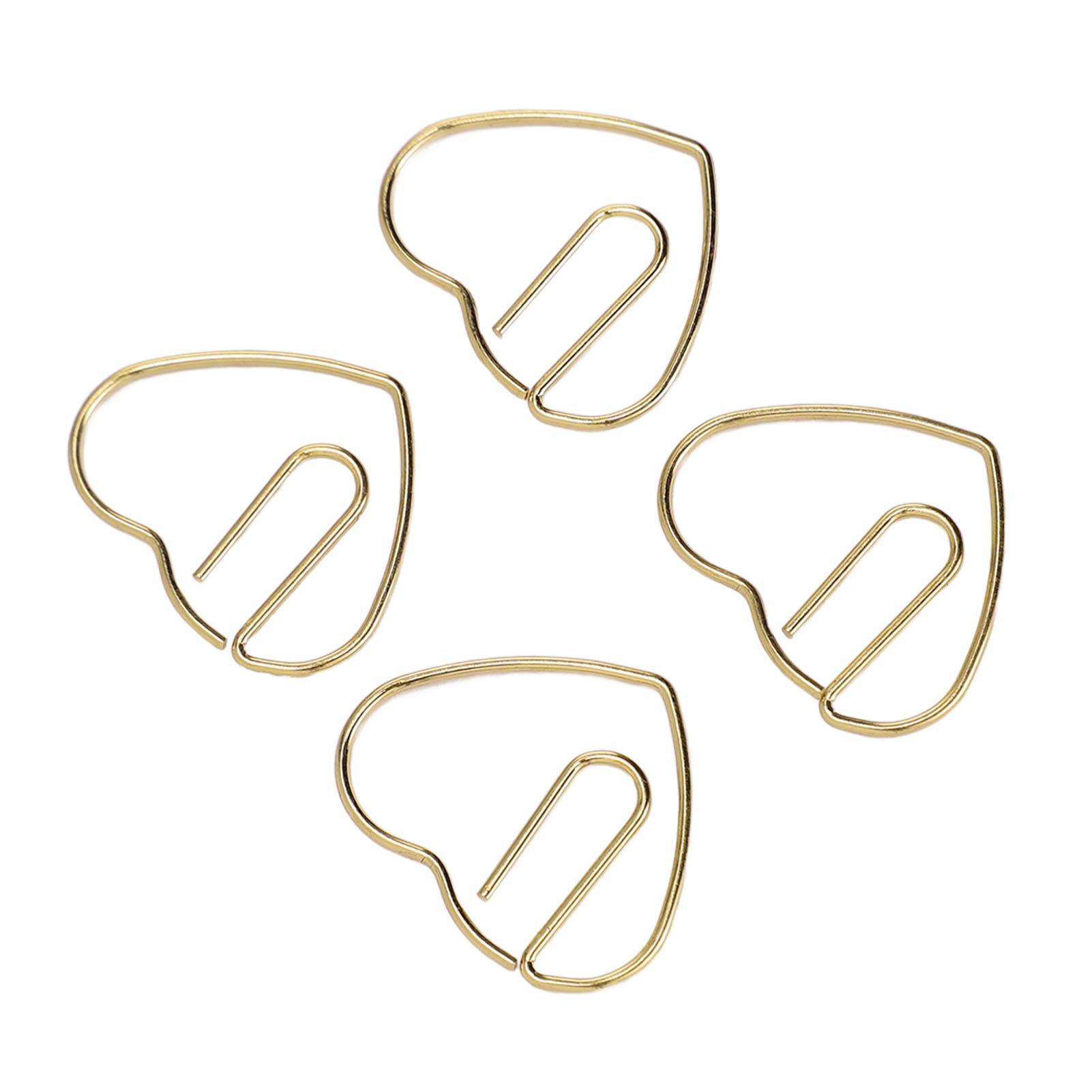 

100Pcs Heart Shaped Paper Clips Iron Decorative Paperclips Set with Transparent Box for School Household