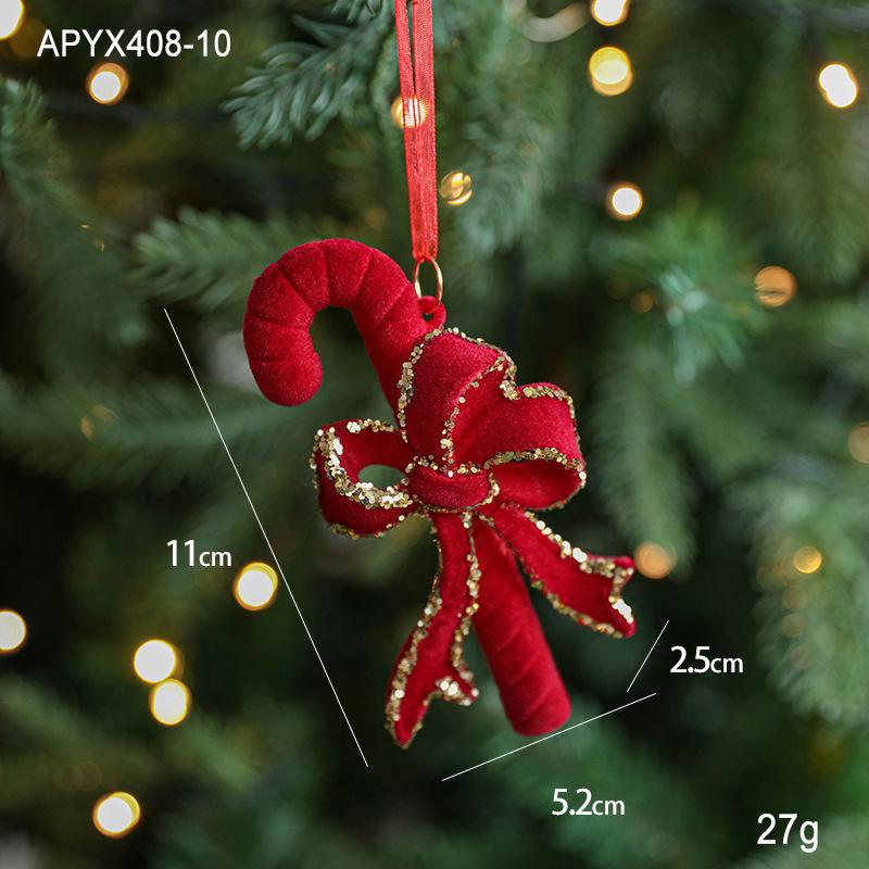 Red Flocking Christmas Bow Wreath Bell Christmas Tree Snowfall Elk Pendant Hanging Ornament Navidad  Noel Home Party Decor