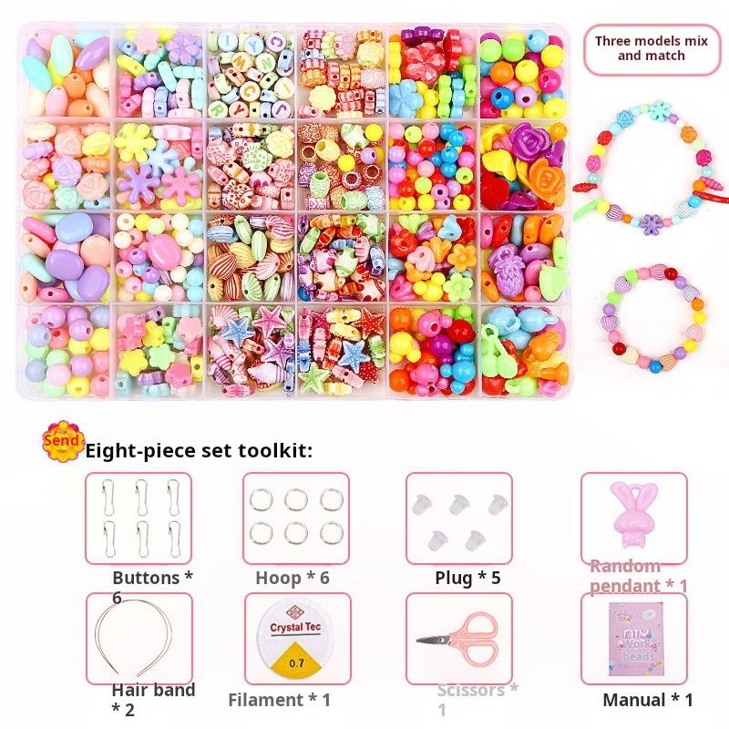 500pcs DIY Handmade Beaded Children's Toy Creative Loose Spacer Beads Crafts Making Bracelet Necklace Jewelry Kit Girl Toy Gift