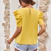 Summer  Women Clothing 2023 Fashion Elegant Office Lady Chiffon Blouse Solid Color Puff Sleeve V-neck Slim Tops Blusas 24766