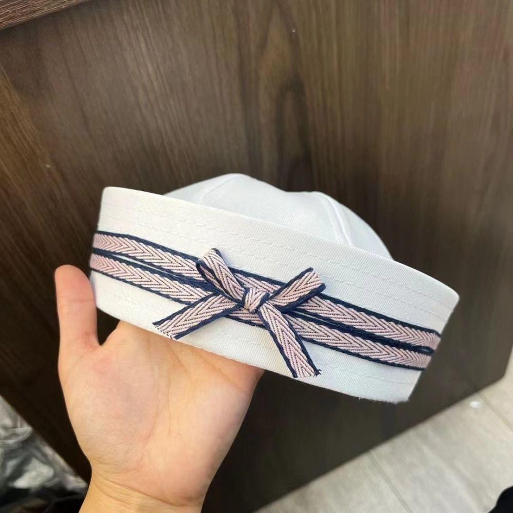 Bow Lace Sailor Caps Harajuku Berets Cute Navy Hat Spring Summer