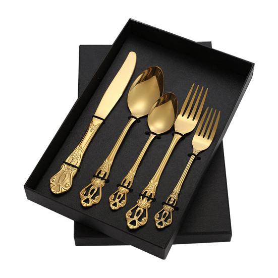 5PCS Tableware Set Stainless Steel Flatware Durable Corrosion Resistant Utensils Elegant Design Cutlery for Dinner Party