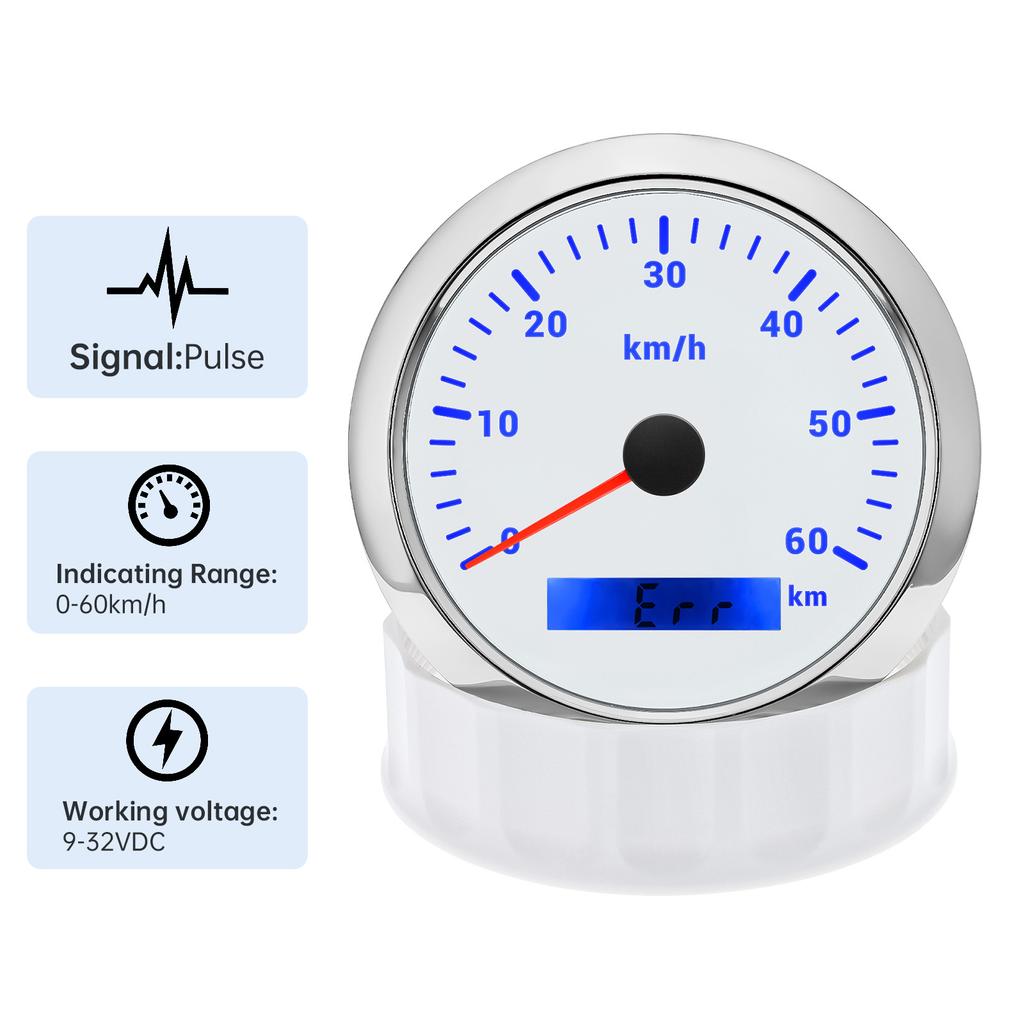 7 Colors Backlight IP67 Waterproof 85MM Speedometer Gauge For 12V24V Boat Car Truck Speed Gauge Meter Pulse velocimeter 0-60 KMH