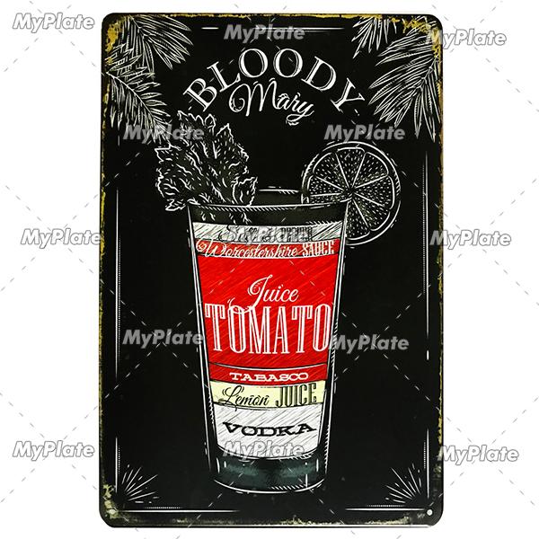 Cocktail Shots6 Metal Sign Vintage Plaque Beer Tin Sign Plate Wall Decor For Bar Pub Man Cave Bloody Poster Custom