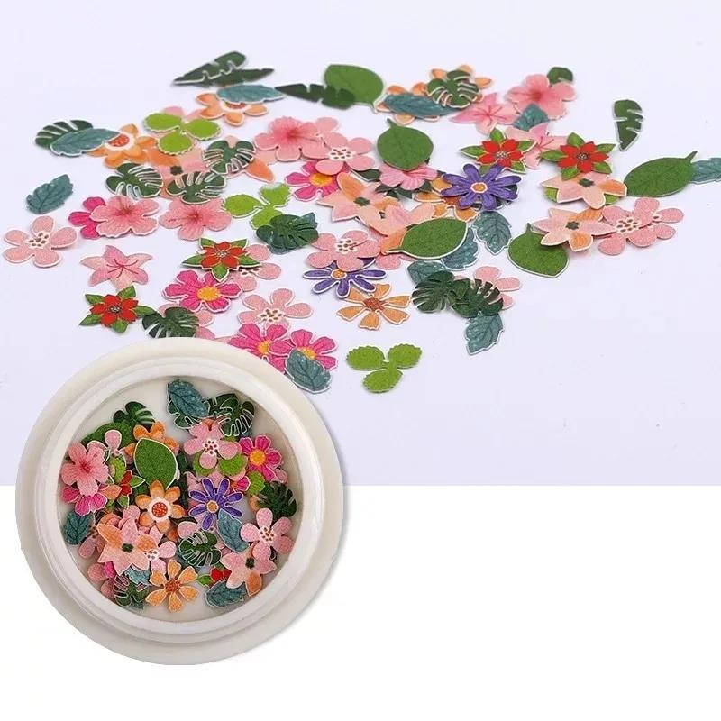 1/3box Nail Flower Ultra-thin Wood Pulp Patch DIY Color Mixed Small Daisy Rose Nail Decoration Nail Art Accessories
