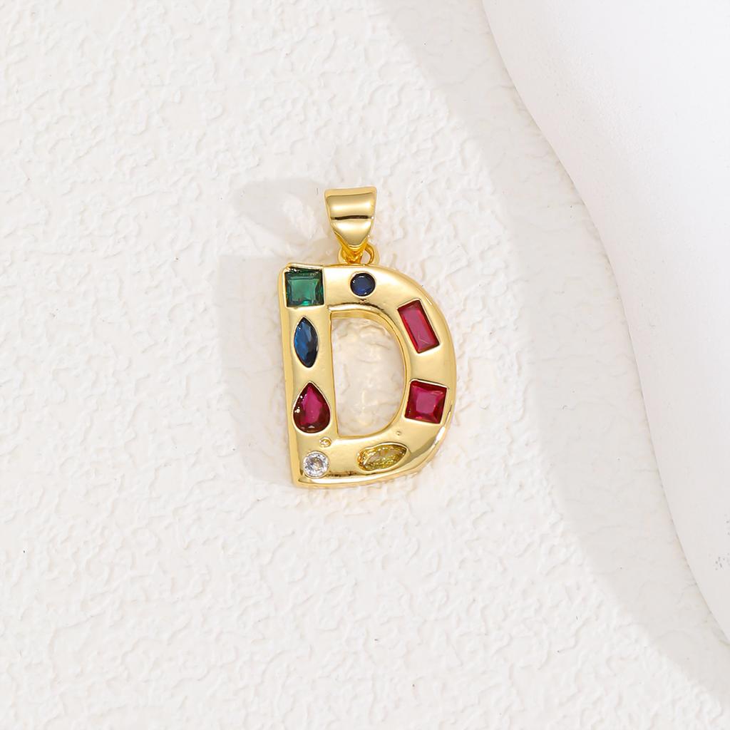 Multicolor Zircon A-Z Letters Pendant Necklace Crystal Water Drop 26 letters Pendant Necklace Gold Plated  Gift for Women