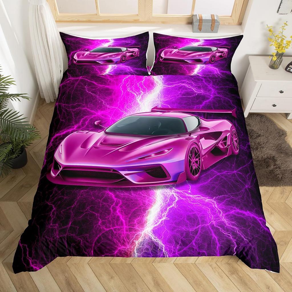 Boys Sports Car Bedding Set Twin Race Car Duvet Cover For Kids Teens Room DecorRacing Cars Bed Set