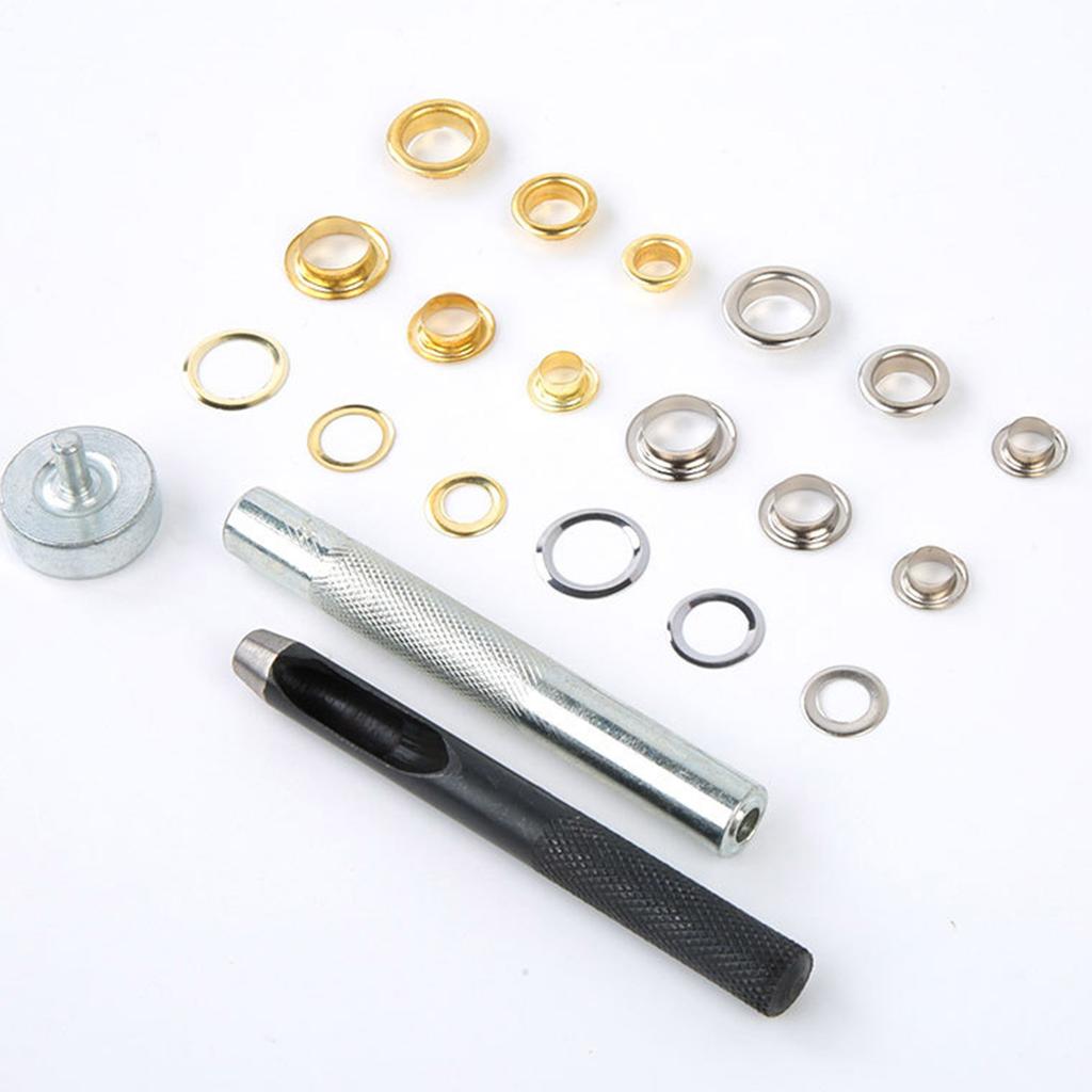 100Pcs 6mm/8mm/10mm Metal Grommets Kits Eyelet Punch Set Metal Eyelets and Grommet Sets for Leathers/Fabric/Belt/Shoes