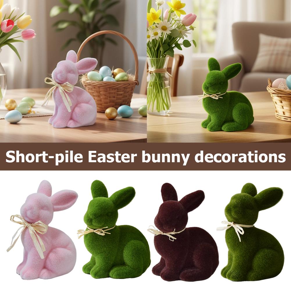 Easter Flocking Simulation Moss Stereoscopic Simulation Bunny Holiday Decoration Apply to Gardening Home Ornament