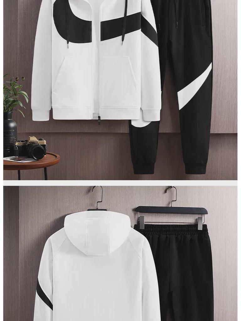 Męskie jesienno-zimowe aksamitne dresy z kapturem: Stylowe, luźne i modne.