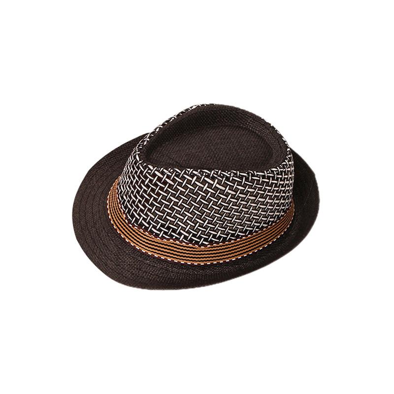 

Дитячий солом яний капелюх Vintage Rollup Brim UV Protection Літня британська кепка від сонця для хлопчиків і дівчаток Ковбойський капелюх чорний