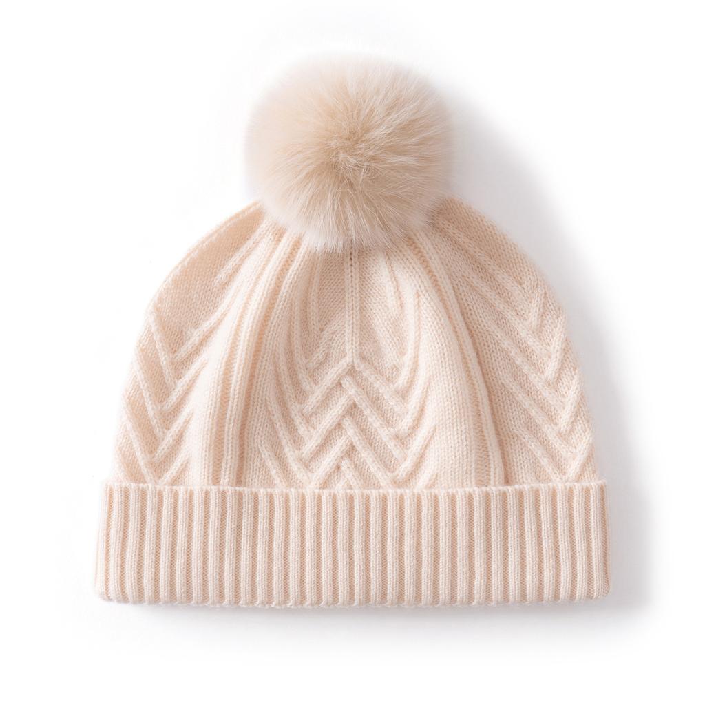 Cashmere hat Women's hairball hat Knitted cashmere hat Outdoor thermal ear protection hat Baotou hat Stacking hat Men