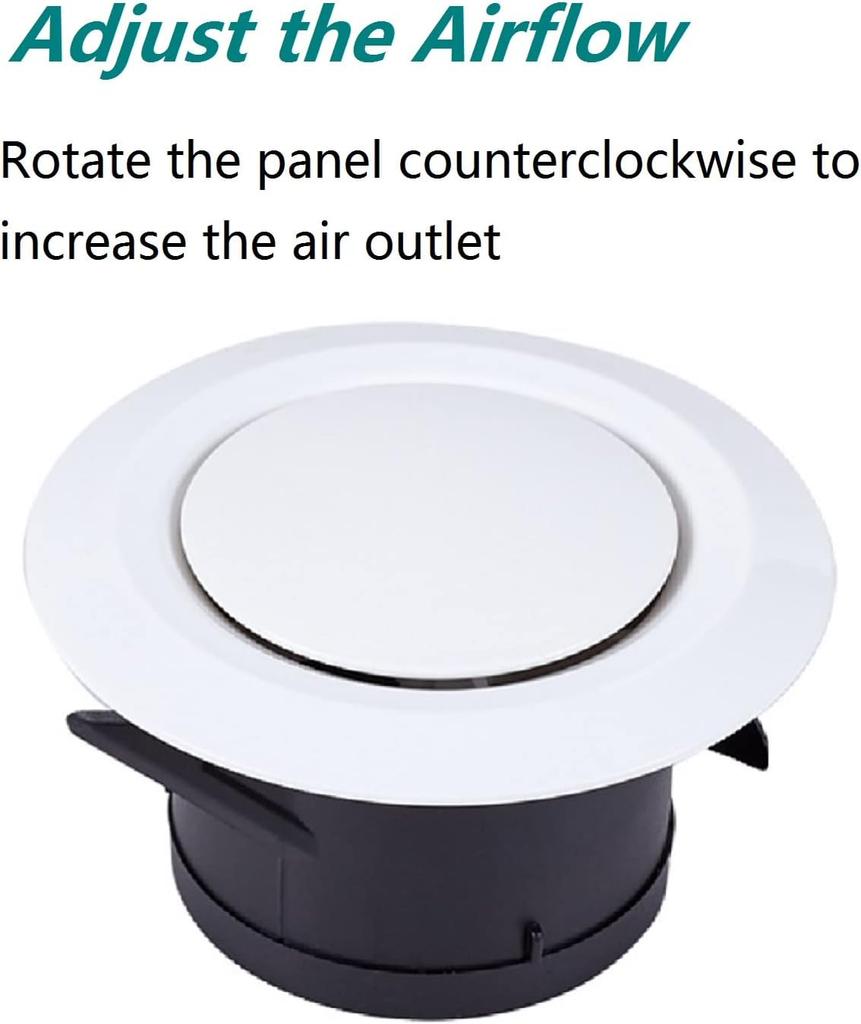 ABS Adjustable Air Vent White Round Soffit Exhaust Vent for Inline Duct Fan Outlet Vent 7.5-20cm