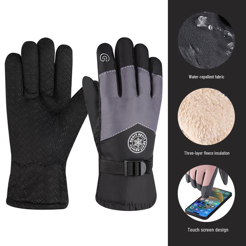 Touchscreen Kaltwetter Ski- & Fahrradhandschuhe für Damen und Herren - Warm, Spritzwassergeschützt, Samtgefüttert