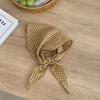 Silk Scarf High-end New Plaid Literary and Decorative Neck Scarf Retro Cotton and Linen Triangle Scarf Headscarf Headband Hair Tie