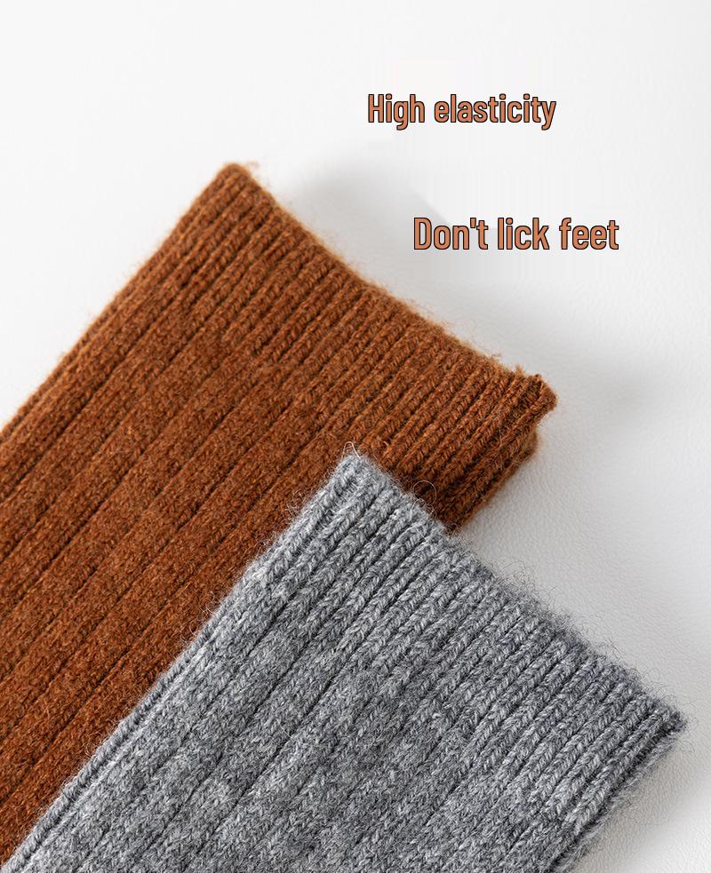 Calcetines de Calor Merino-Cachemira de Media Caña para Hombre y Mujer, Cálidos Doble Aguja, Estilo Casual