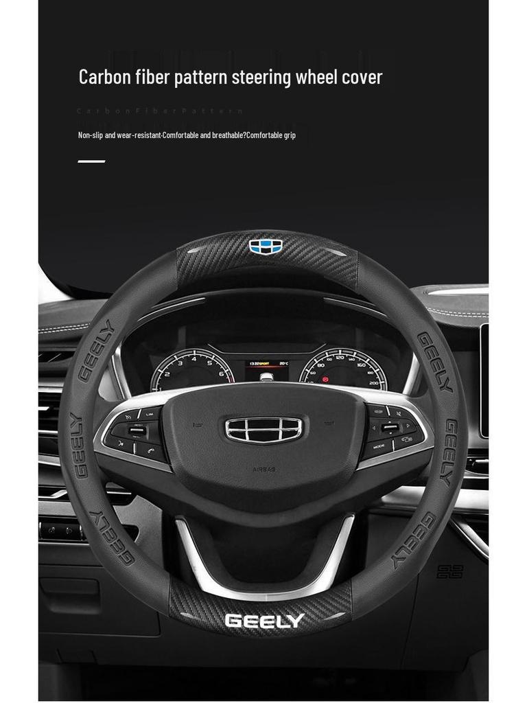 Suede & Genuine Leather Steering Wheel Cover for Geely Boyue L, Dihao GS, Xingrui GL, Binyue X6, Binrui, Haoyue L