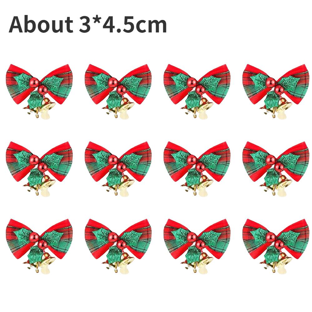 5/1Pcs Christmas Bows with Bells Mini Christmas Bowknot DIY Craft Gift Ornaments Xmas Tree Hanging Decor New Year Home Decor