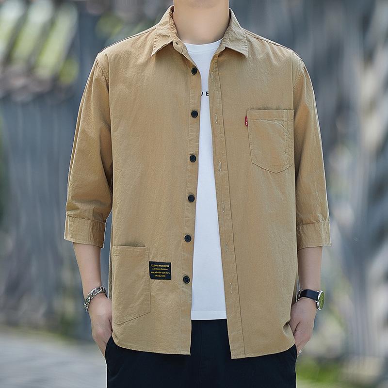 

Мужская модная повседневная рабочая рубашка с коротким рукавом из чистого хлопка 3XL