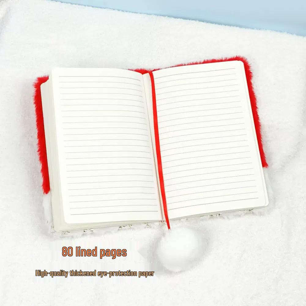 Creative Christmas Eve Plush Notebook: Cartoon Horizontal Line Journal