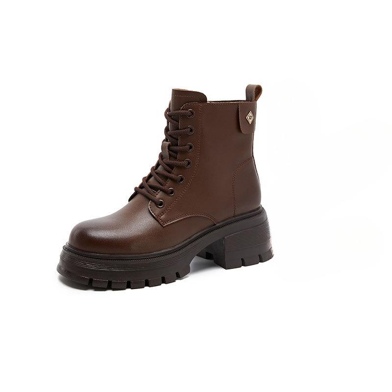 Thick-soled Shoes High-heeled Boots Versatile Summer Boots for Women Round-toed Ankle Boots and Chunk-heeled Boots