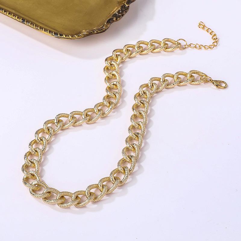 Hip-Hop Necklace, Cuban Collarbone Chain, Punk Metal Exaggerated Necklace, Sweater Chain For Women