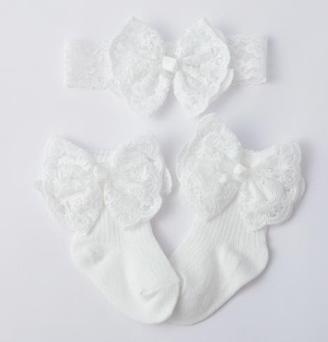 Girls Mid-Calf Socks with Lace for Daily Wear One Size