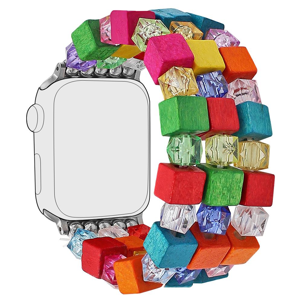 

Colored Bohemian crystal wood bead bracelet strap For Apple Watch Series 38/40/41mm