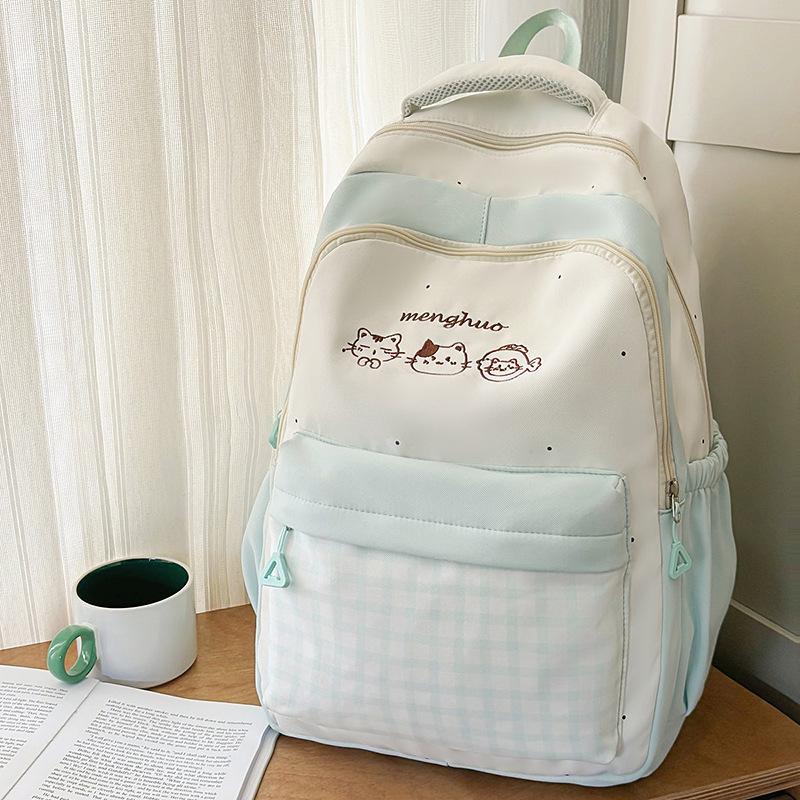 Schoolbag Lightweight Large-capacity Backpack New Japanese Ins High Value Fresh and Sweet Plaid Junior High School Student Schoolbag