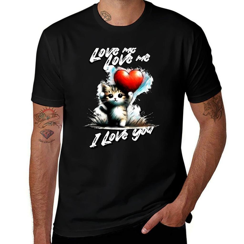 Cat I Love You Tshirt Cool Feeling Summer Tee Shirt