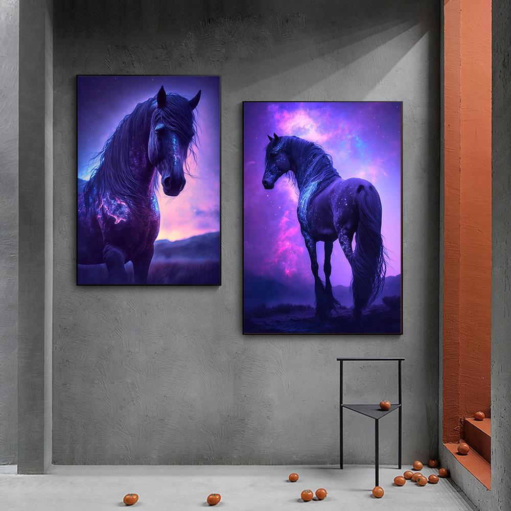 Black And White Wild Horse Wild Animal Prints Poster Canvas Painting Modern Wall Art Picture Living Room Bedroom Home Decoration