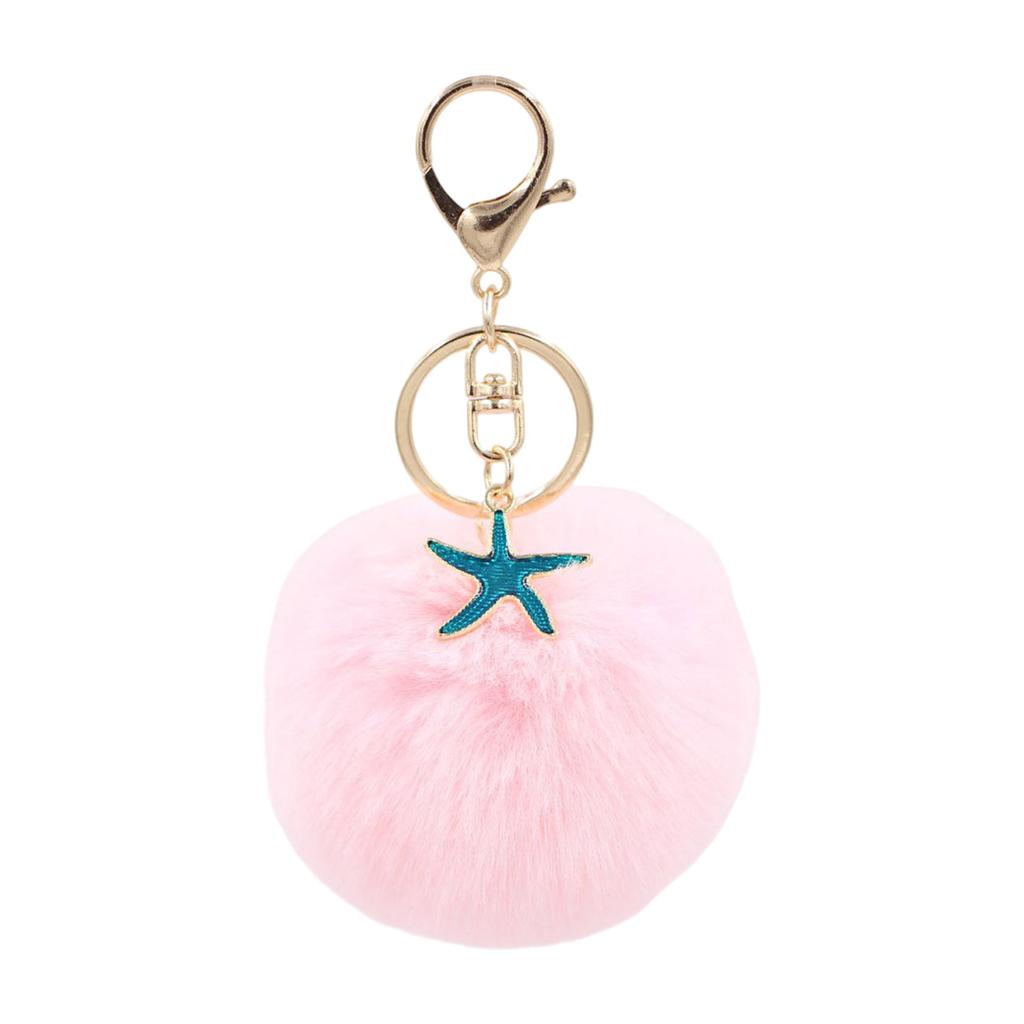 Soft Plush Starfish Keychain Accessory Durable Starfish Furry Sphere Keychain Key Chain Accessory for Fashion Lovers
