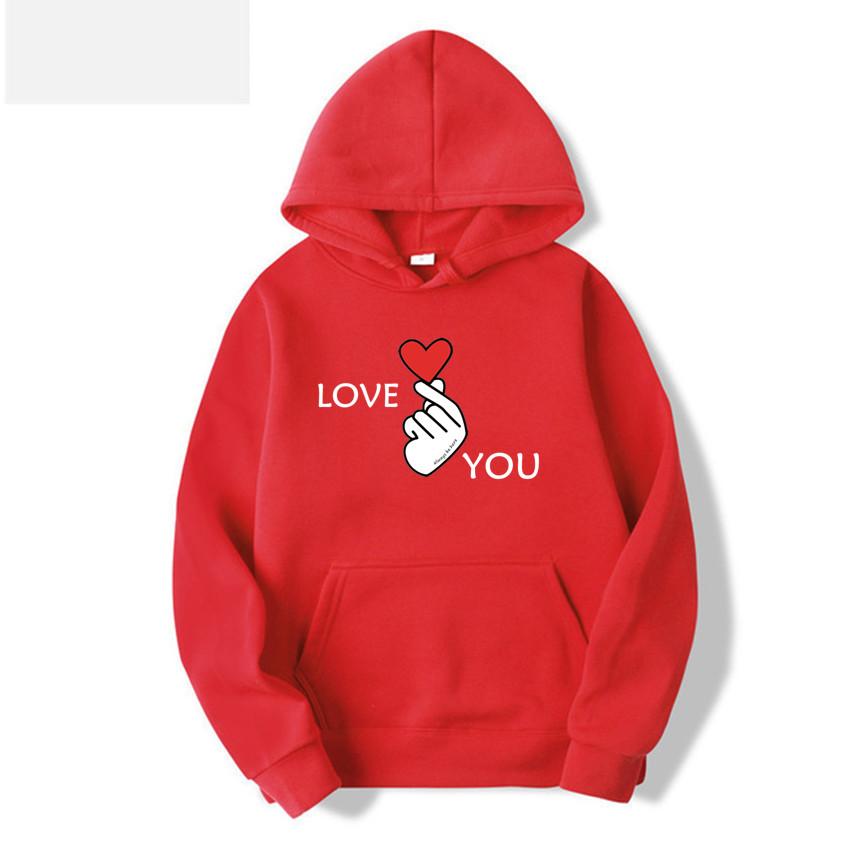I Love You Letter Printed Hoodie Fashion Men's and Women's Sweater Brushed Super Large Couple Street Hoodie