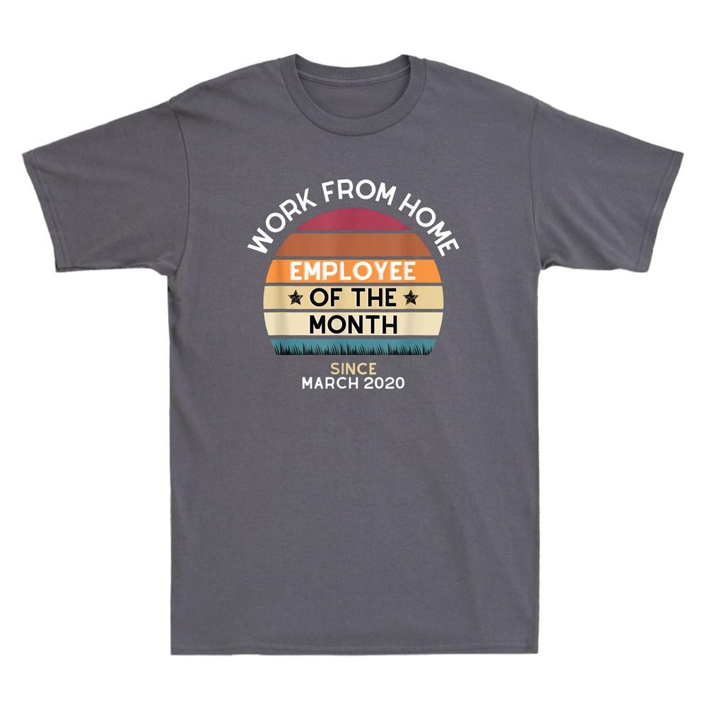 Work From Home Employee of the Month Vintage Retro Sunset Unisex's T-shirt Cotton