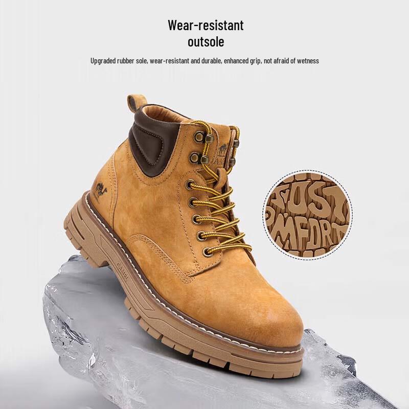 Camel Men's Winter Plush Lined Thick-Soled Work Boots