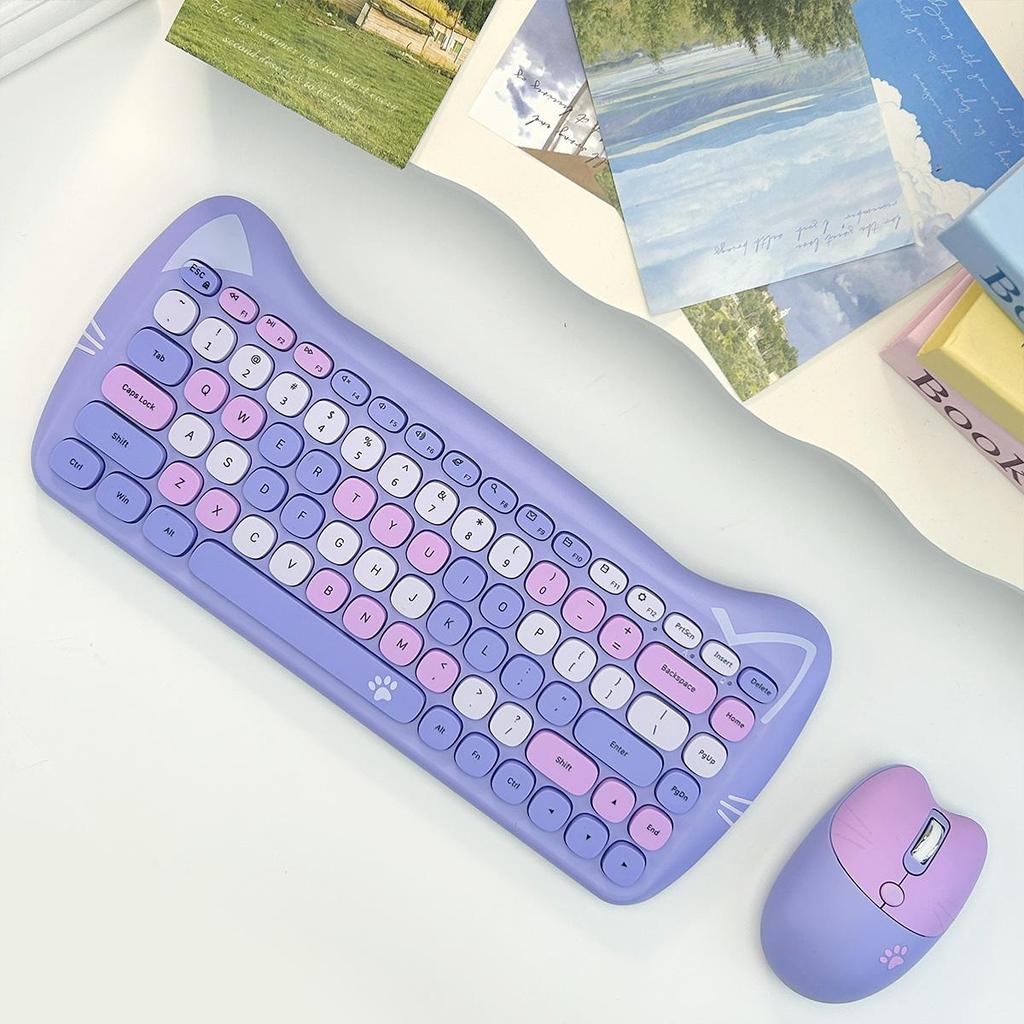 2,4-g-Kabellose Tastatur-Maus-Kombination: Charmanter Pink-Punk-Stil, perfekt für Laptops, PCs im Home Office