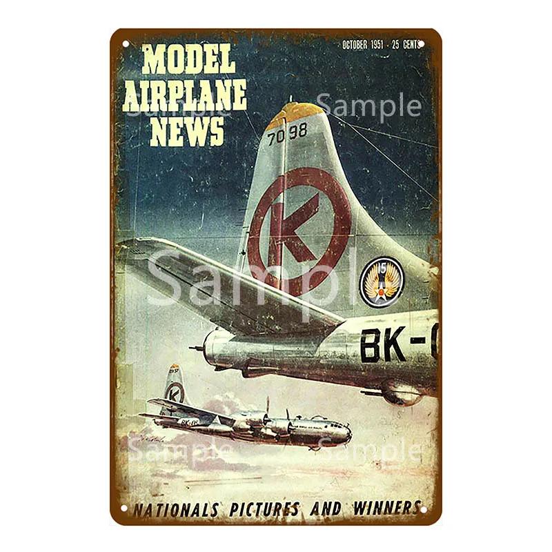 Retro Airplane Metal Signs Fighter Jet Plane Vintage Aircraft Plate Metal Plaque Painting Living Room Home Wall Decoration YL094