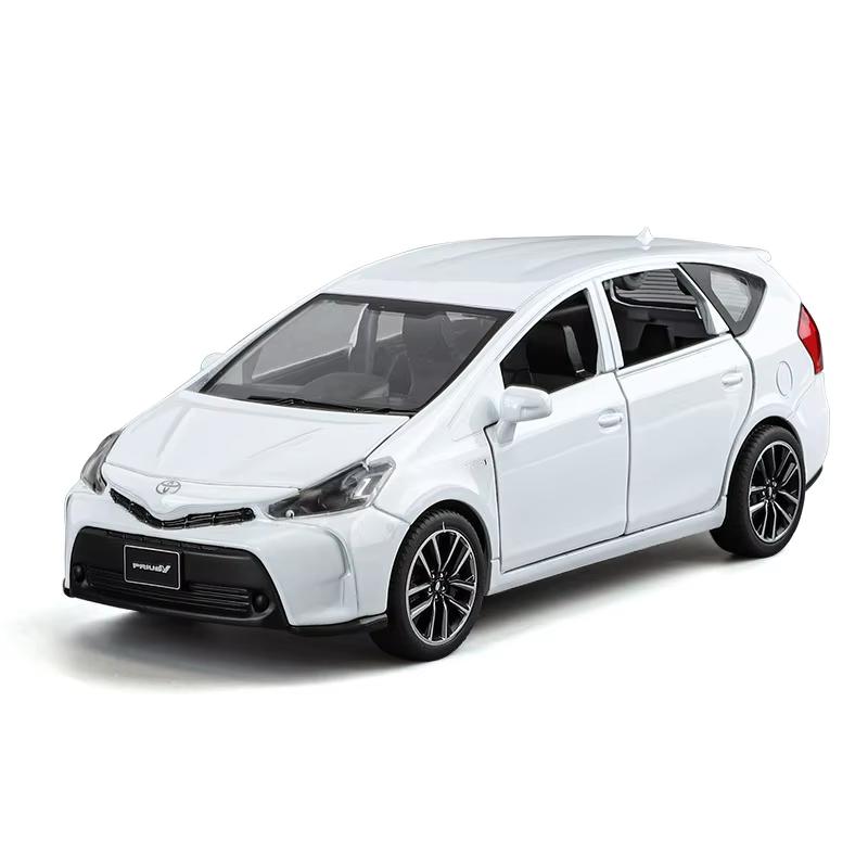 

1/32 TOYOTA PRIUS Модель автомобиля из сплава Литой металлический транспорт Модель автомобиля Звуковая и световая симуляция Коллекция Детская игрушка Подарок белый