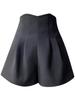 Women's Black Woolen High-Waist Wide-Leg Shorts - Petite Slim Fit Casual Suit for Spring