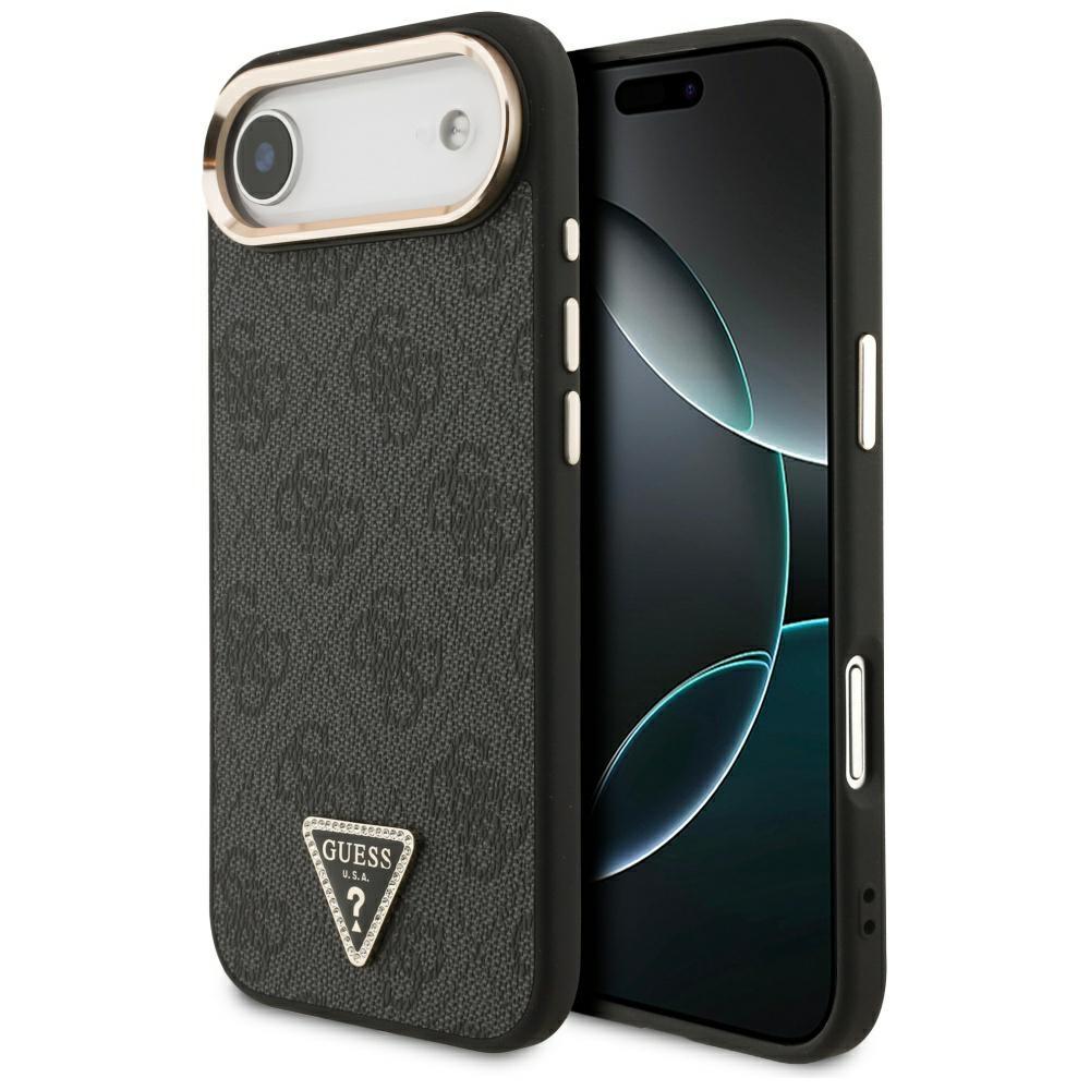 Coque Guess 4G Logo Triangle MagSafe pour iPhone Air Noir Or