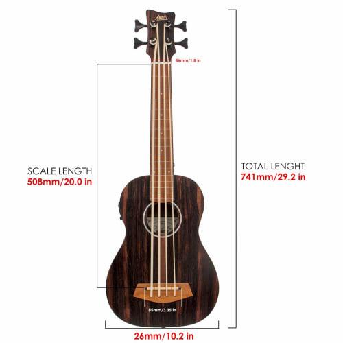 AKLOT Bass Ukulele, 30-inch EADG Bass Ukulele with Soft Case, Strap, and Picks (Ebony Brown)