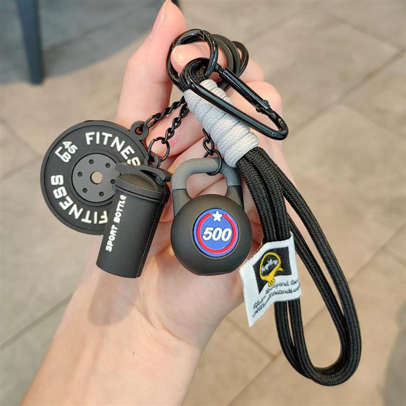 Bag Charm Dopamine Barbell Plates Kettlebell Simulation Dumbbells Creative Fitness Bag's Pendant Gifts