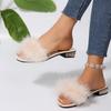 Fashion 2025 New Women Slippers Outdoor Banquet Simple Sandals Summer Open Toe Slippers Fashion Plush Fox Fur Sexy Shoes Slides Women