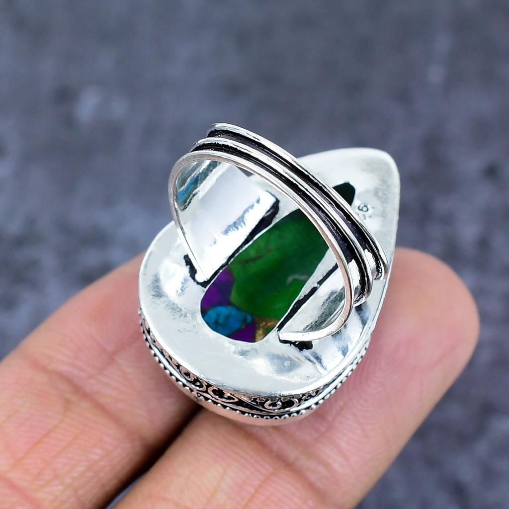 Natural Cotton Candy Gemstone 925 Sterling Silver Jewelry Ring Size 10 ET-4803