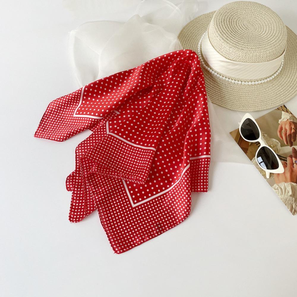 Printed Dot Print Scarf Colorful Polka Dot Silk Scarf Simple Hair Scarf Female