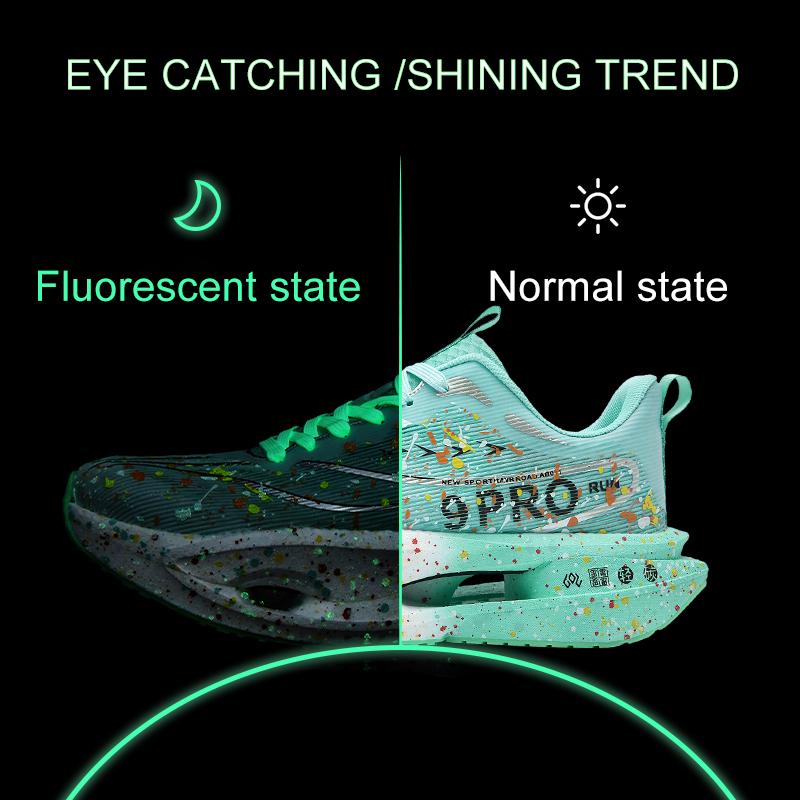 Adidași cu amortizare pentru bărbați Pantofi Cool Glow in the Dark cu șireturi Ușori Anti-alunecare Pantofi de alergare Pantofi sport de toamnă pentru femei